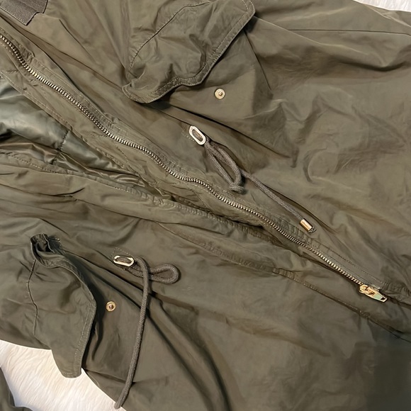 Warm army green knee length jacket - Picture 4 of 10